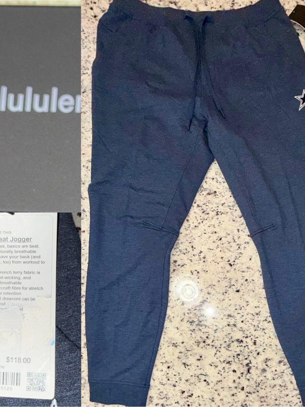 NWT Lululemon Dallas Cowboys Men’s LRG City Sweat Tapered Embroidered Jogger